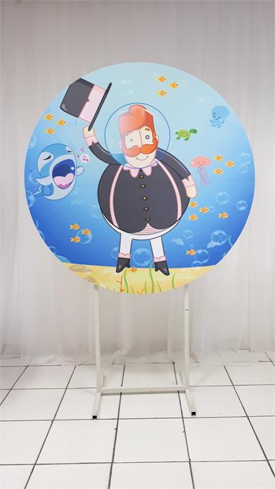 Painel Sublimado Redondo Mundo Bita Mar 1,30Cm - BB Festas Aluguel 