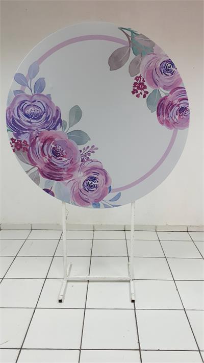 Painel Sublimado Redondo Rosas Decorativas 1,30Cm - BB Festas Aluguel 