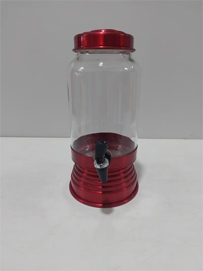 Suqueira Vidro Com Metal Vermelho 3L 34Cm Alt X 15Cm Diametro - BBFestasAluguel 
