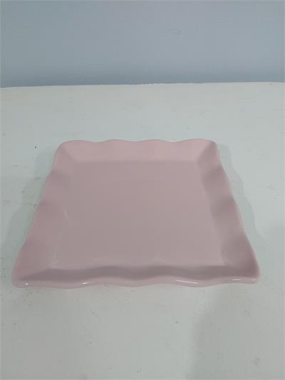 Bandeja Quadrada Babado/M Sem Pe  Rosa Claro 2Cm Alt X 20Cm Diametro - BB Festas Aluguel 