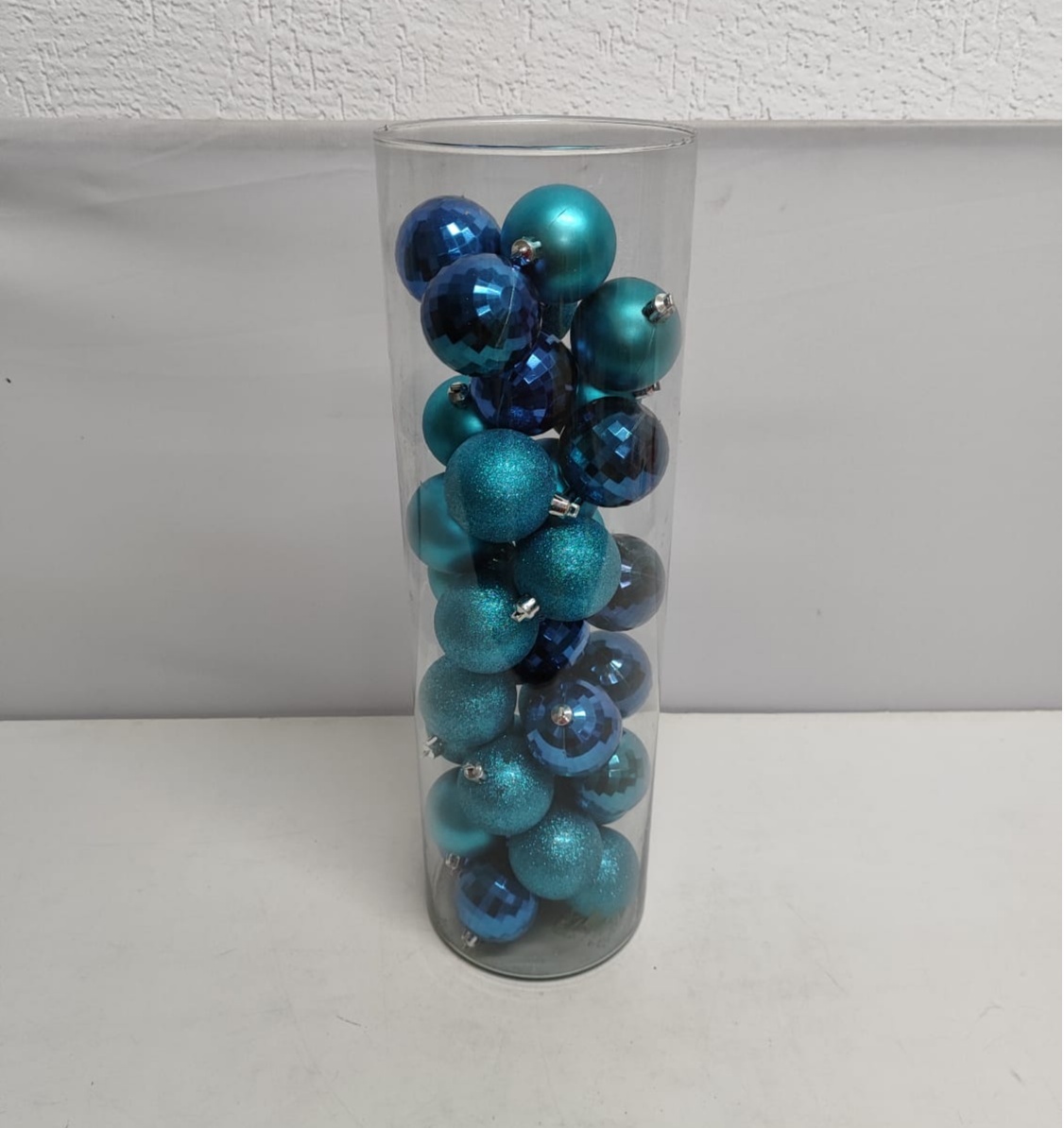 Bolas de Natal Azul Brilhoso - BBFestasAluguel 