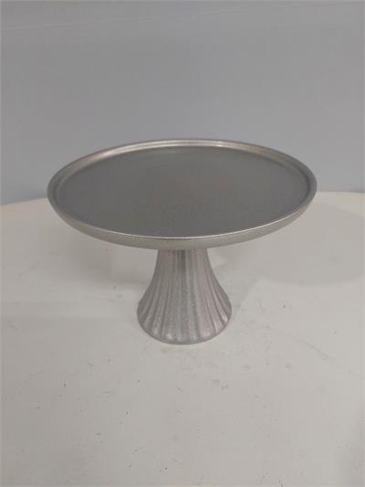 Porta Doce Pé Canelado Prata 16Cm X 23Cm - BB Festas Aluguel 