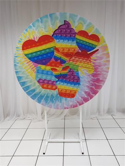 Painel Sublimado Redondo Pop It 1,30Cm - BB Festas Aluguel 