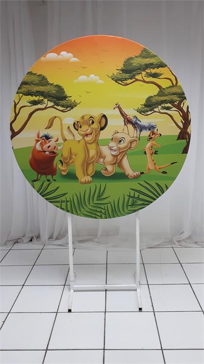 Painel Sublimado Redondo Turma Rei Leão 1,30Cm - BB Festas Aluguel 