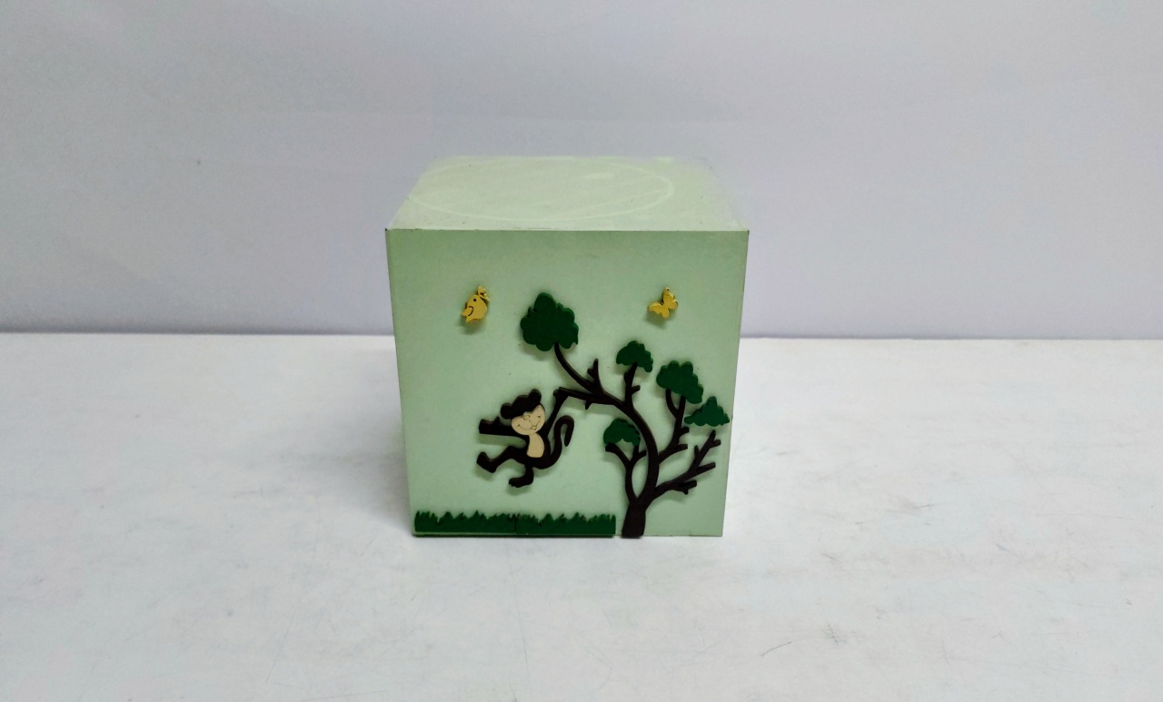 Caixa Decorativa Verde Com Natureza 15Cm Alt X 15Cm Diametro  - BB Festas Aluguel 