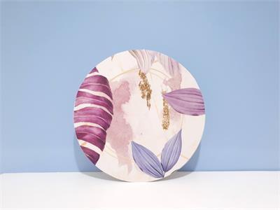 Painel Sublimado Redondo Plantas Em Tom Roxo 60Cm - BB Festas Aluguel 