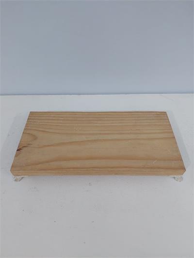 Bandeja Madeira Retangular Clara Pé Em Resina Alt 2Cm X 30Cm X  15Cm - BB Festas Aluguel 
