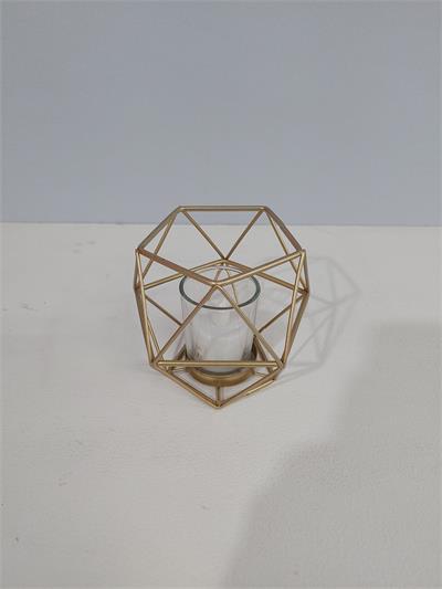 Castiçal 3D Dourada 11Cm X 9Cm - BB Festas Aluguel 