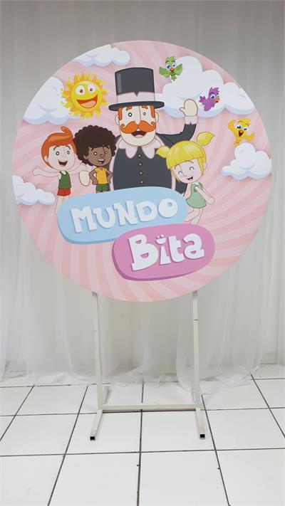 Painel Sublimado Redondo Mundo Bita 1,30Cm - BB Festas Aluguel 
