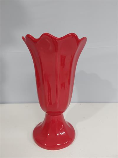 Vaso Babado Flor M Vermelho 28Cm X 16Cm - BB Festas Aluguel 