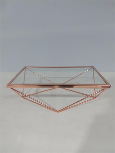 Porta Doce Retangular Vidro Com Base 3D Rosé Alt11Cm 18Cm X 30Cm - BB Festas Aluguel 