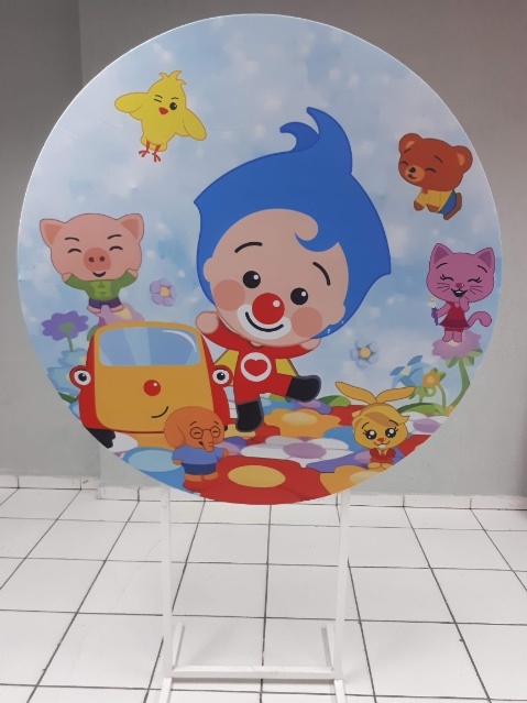 Painel Sublimado Redondo Plim Plim Heroi Do Coração 1,30Cm - BB Festas Aluguel 