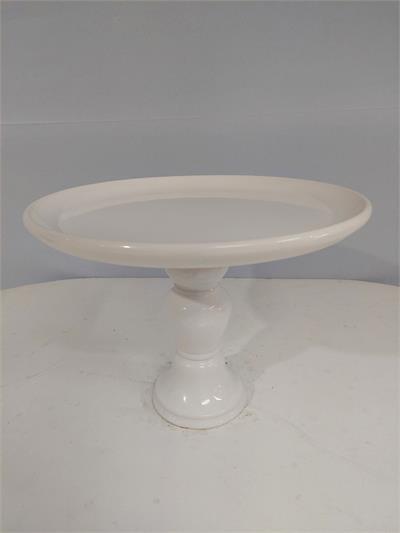 Porta Doce Pé Torneado Alto Branco 23Cm Alt X 30Cm Diametro - BB Festas Aluguel 