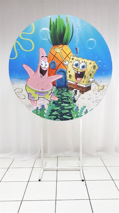 Painel Sublimado Redondo Bob Esponja 1,30Cm - BB Festas Aluguel 