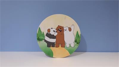 Painel Sublimado Redondo Urso Em Curso  60Cm - BB Festas Aluguel 