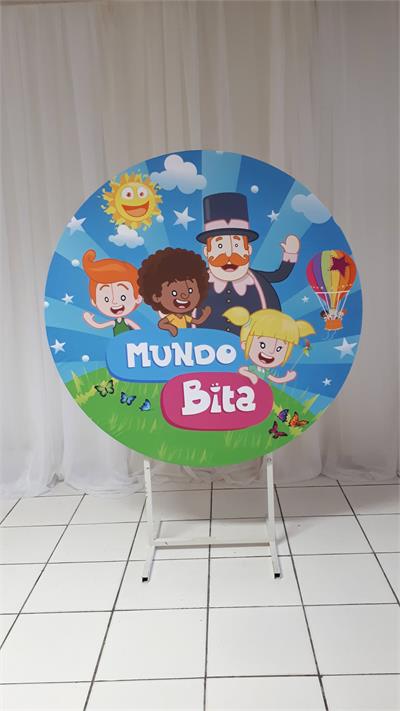 Painel Sublimado Redondo Mundo Bita 2 130Cm - BB Festas Aluguel 