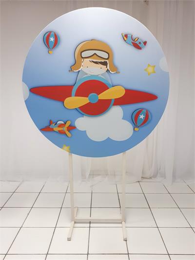 Painel Sublimado Redondo Aviador 1,30Cm - BB Festas Aluguel 
