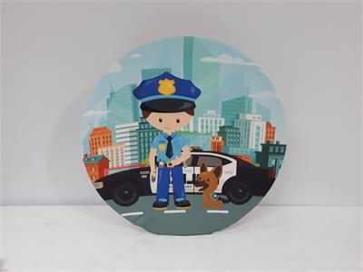Painel Sublimado Redondo Policial 60Cm - BB Festas Aluguel 