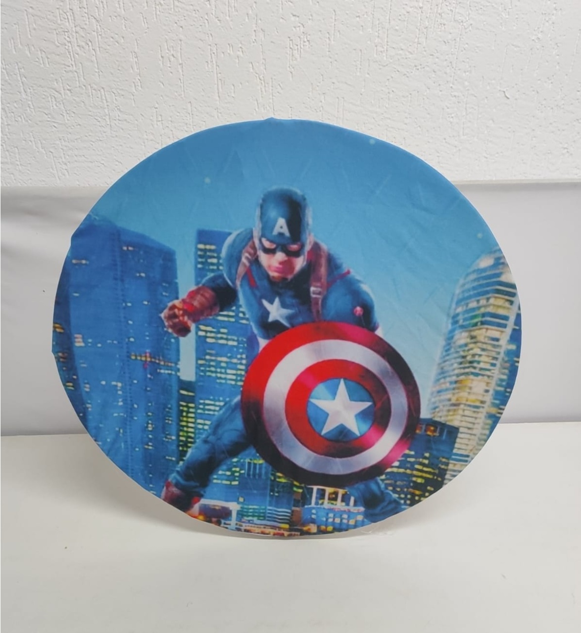 Painel Sublimado Redondo Capitao America 60Cm  - BB Festas Aluguel 