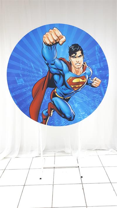 Painel Sublimado Redondo Super Homem 1,30Cm - BB Festas Aluguel 