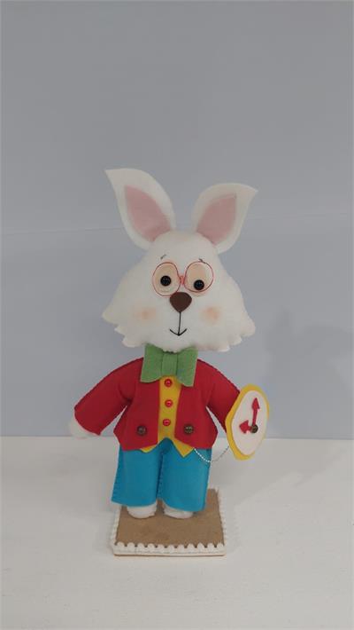Feltro Coelho Branco (Alice No Pais das Maravilhas) 35Cm X 10Cm X 10Cm - BB Festas Aluguel 