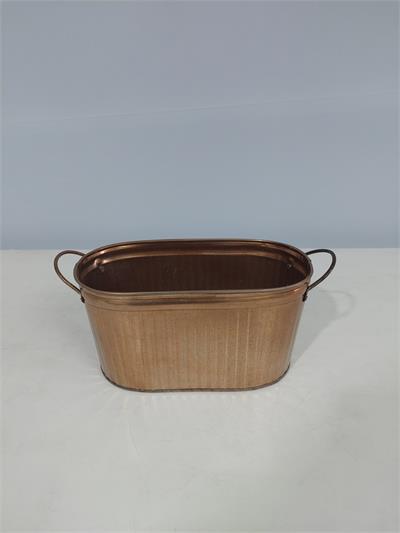 Cachepo Oval Latão Dourada Alt12Cm 14Cm X 24Cm - BB Festas Aluguel 