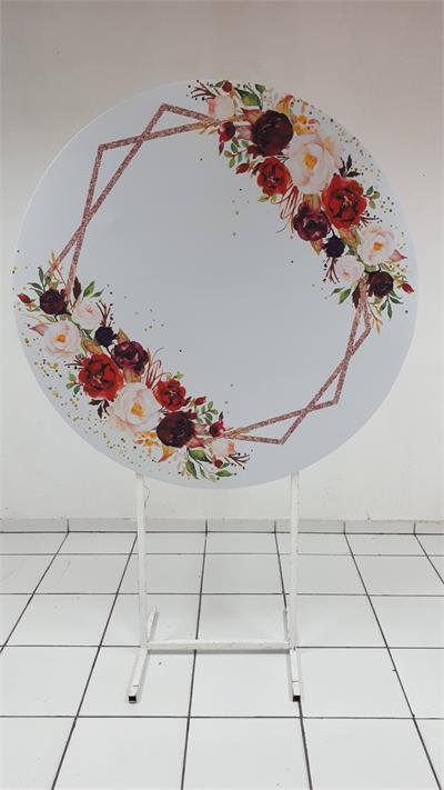Painel Sublimado Redondo Painel Decorativos Rosa 1,30Cm - BB Festas Aluguel 