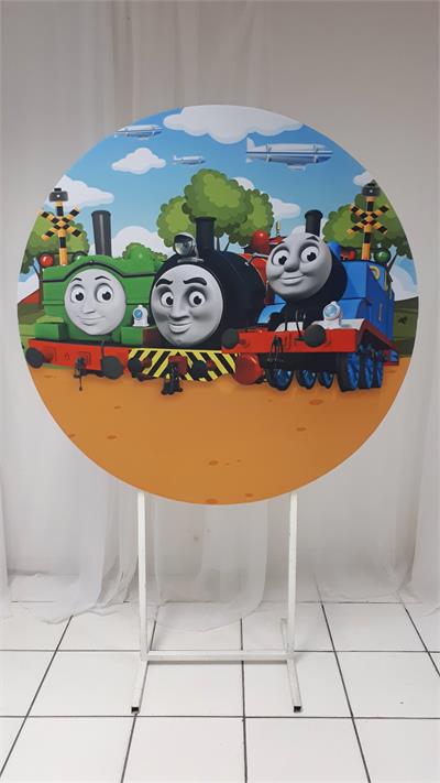 Painel Sublimado Redondo Thomas E Seus Amigos 1,30Cm - BB Festas Aluguel 