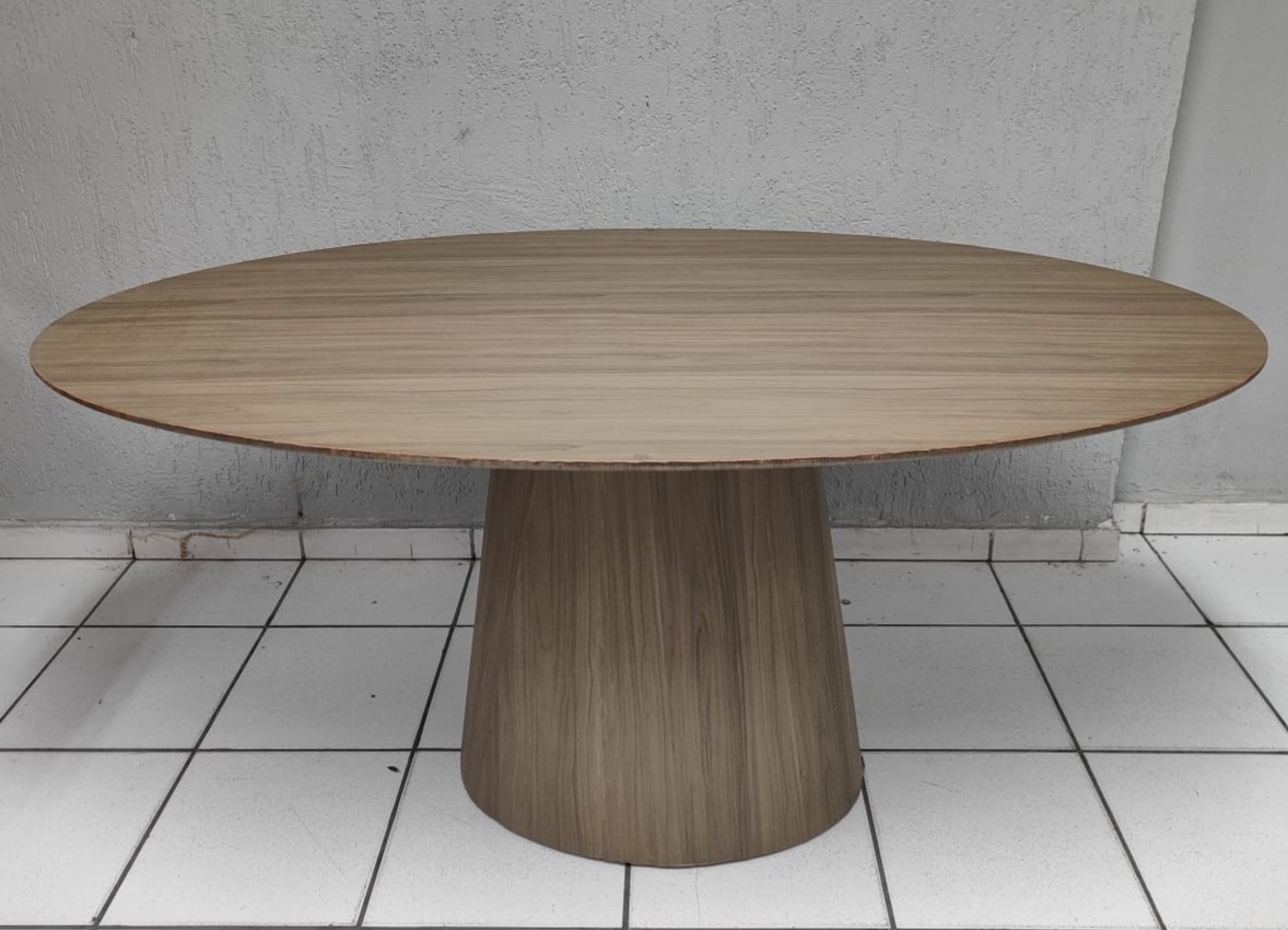 Mesa Oval Cone Rústica Escuro 75Cm Alt X 1,60M Larg X 90Cm Comp - BBFestasAluguel 