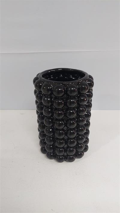 Vaso Bolas Baixo Preto 20Cm Alt X 10Cm Diametro - BB Festas Aluguel 
