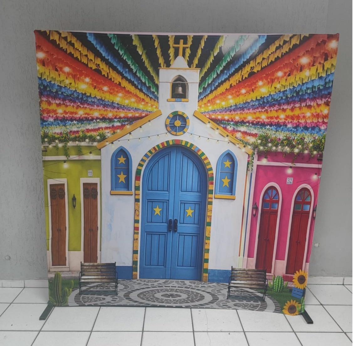 Painel Igreja São João 2M X 2M - BBFestasAluguel 