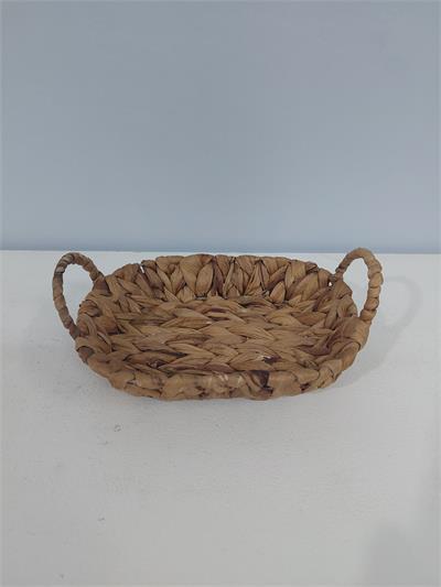 Bandeja Cesta Com Alça Palha Rústico Alt 5Cm X 23Cm 17 Cm - BB Festas Aluguel 