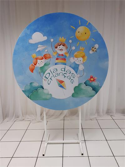 Painel Sublimado Redondo Dia das Crianças 1,30Cm - BB Festas Aluguel 