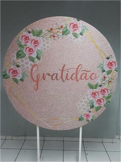 Painel Sublimado Redondo Gratidão 1,30Cm - BB Festas Aluguel 