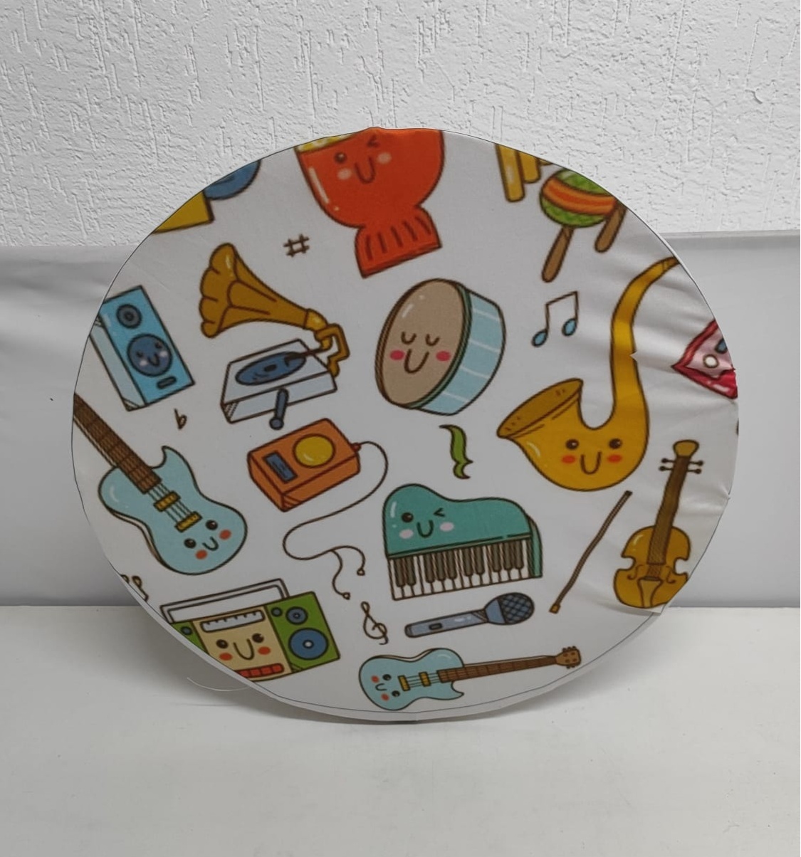 Painel Sublimado Redondo Instrumentos Musicais  60Cm   - BB Festas Aluguel 
