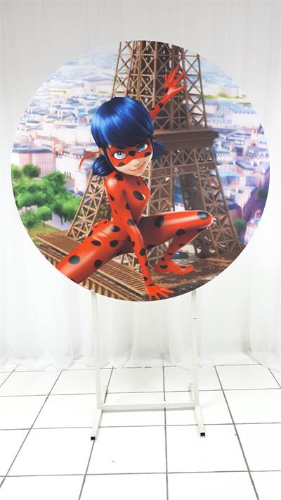 Painel Sublimado Redondo Ladybug 1,30Cm - BB Festas Aluguel 