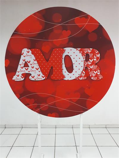 Painel Sublimado Redondo Amor Letras Decoradas (Dia dos Namorados) 1,30Cm - BB Festas Aluguel 