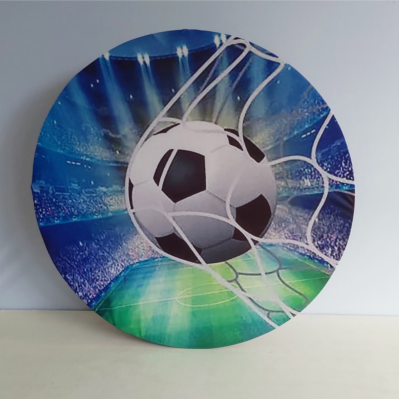 Painel Sublimado Redondo Bola de Futebol Na Rede 60Cm  - BB Festas Aluguel 