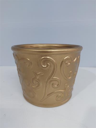 Cachepo Arabesco G Dourada 14Cm X 18Cm - BB Festas Aluguel 