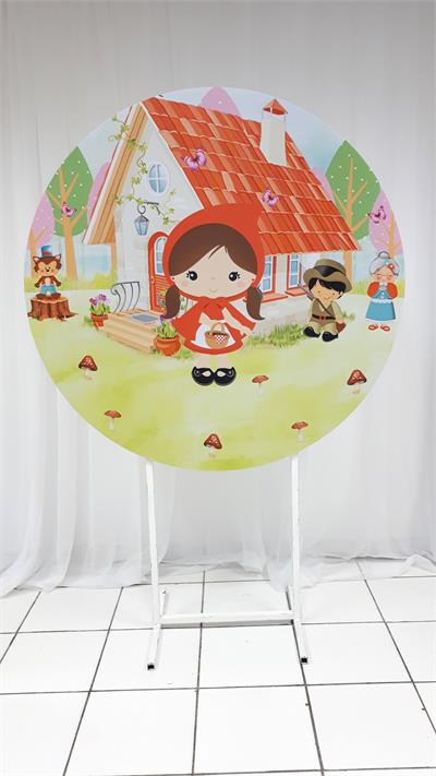 Painel Sublimado Redondo Chapeuzinho Vermelho 1,30Cm - BB Festas Aluguel 