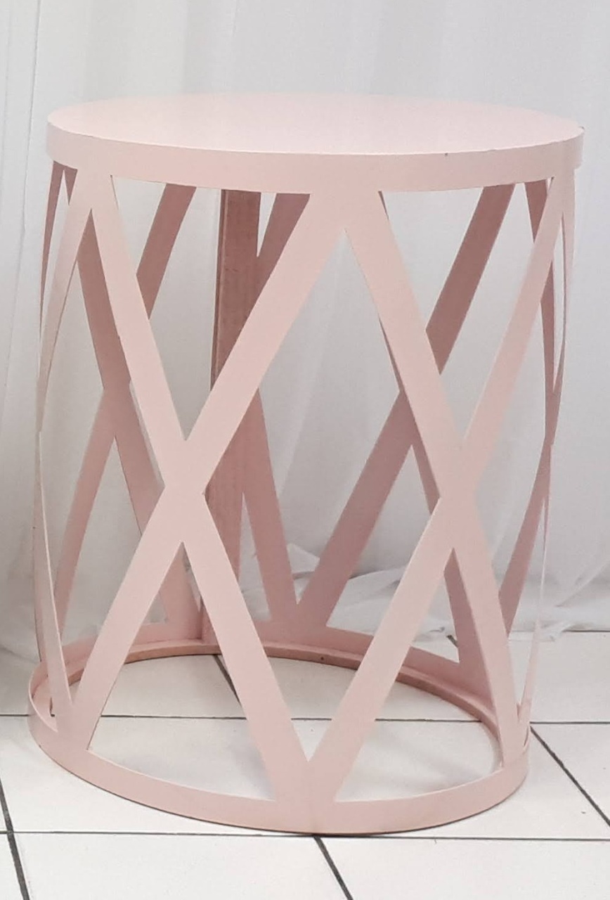  Cilindro Treliçado G Rosa Claro 80Cm X 60Cm - BB Festas Aluguel 