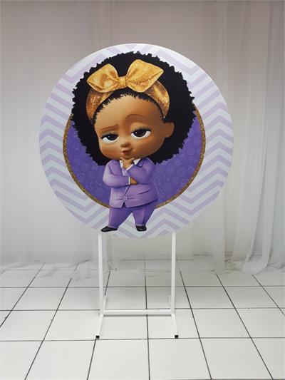 Painel Sublimado Redondo Poderoso Chefinho Menina 1,30Cm - BB Festas Aluguel 