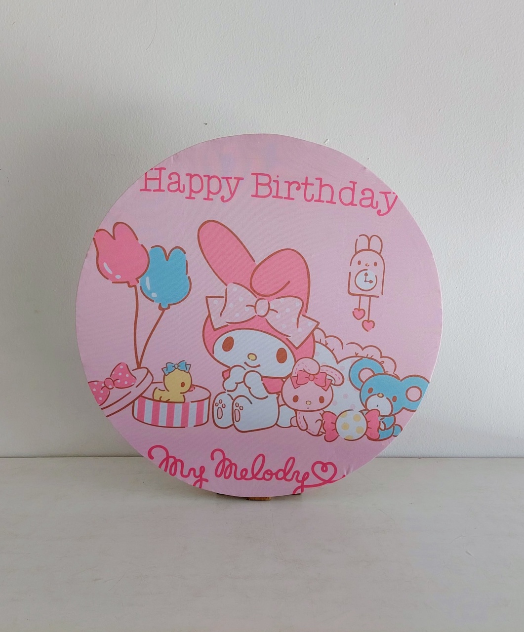 Painel Sublimado Redondo Happy Birthday 60Cm - BBFestasAluguel 