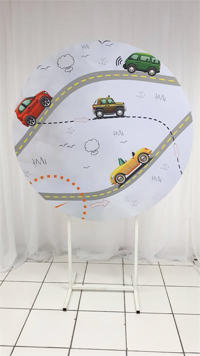 Painel Sublimado Redondo Carros 1,30Cm - BB Festas Aluguel 