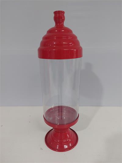 Bomboniere Alto Acetato Com Metal Vermelho 40Cm X 12Cm - BB Festas Aluguel 