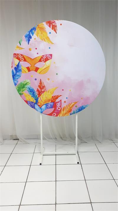 Painel Sublimado Redondo Mascara Carnaval 2 1,30Cm - BB Festas Aluguel 