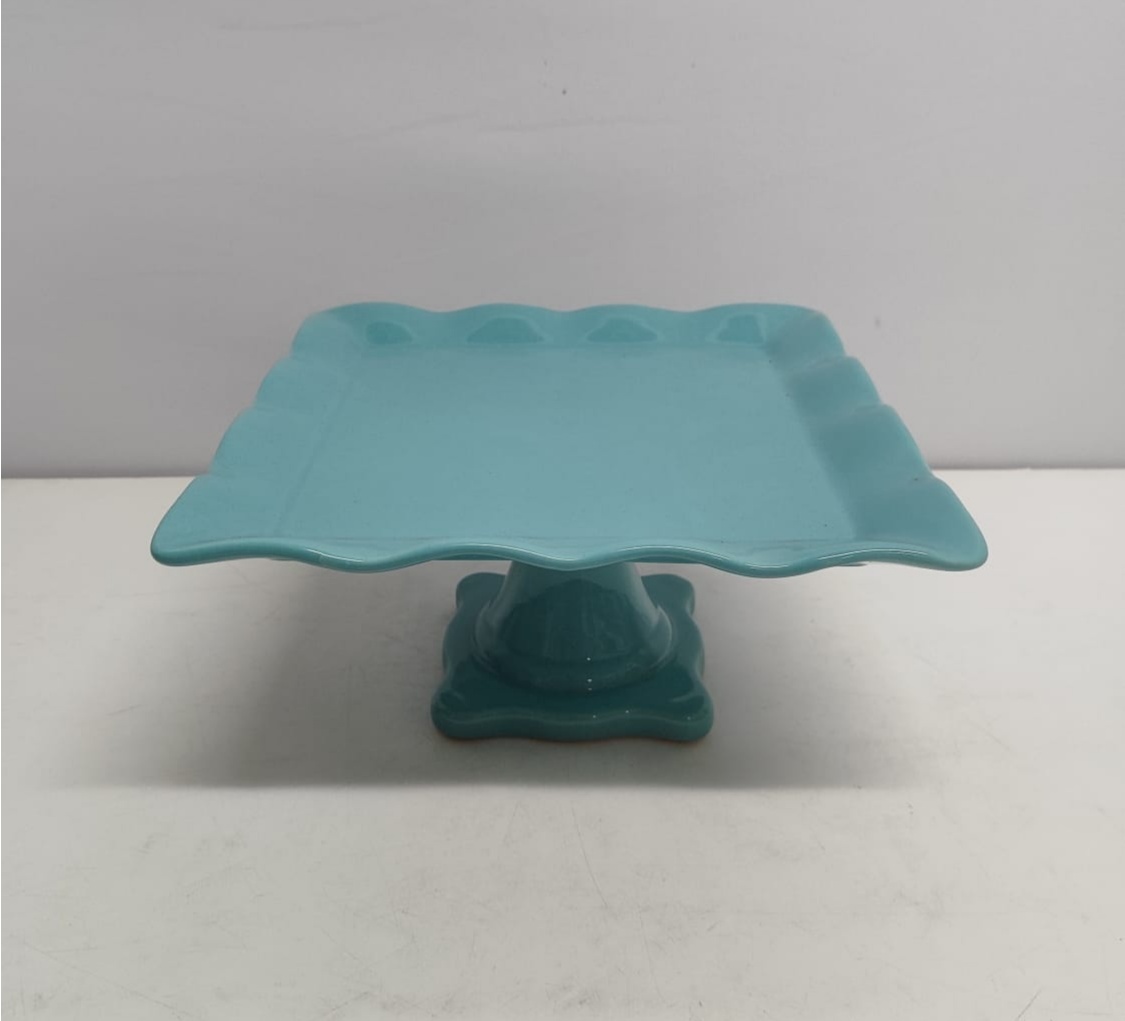 Porta Doce Quadrado Babado Azul Caleste G 15Cm Alt X 28Cm X 28Cm - BBFestasAluguel 