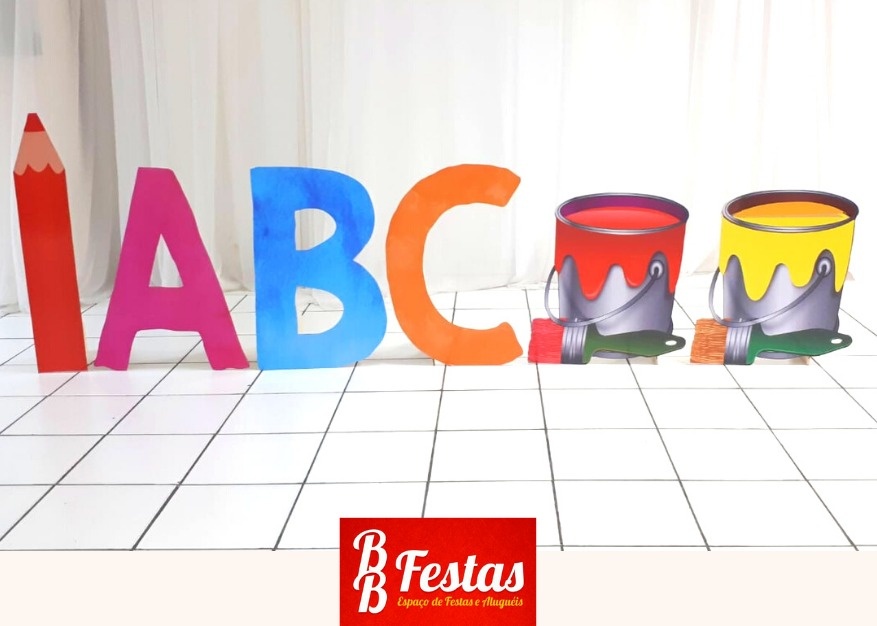 Kit Totem Tema Abc de Chão Em Mdf Adesivados - BB Festas Aluguel 