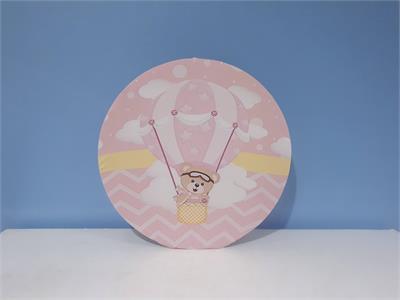 Painel Sublimado Redondo Urso Balão Rosa (Cha Baby) 60Cm - BB Festas Aluguel 