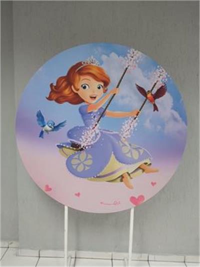 Painel Sublimado Redondo Princesa Sofia 1,30Cm - BB Festas Aluguel 